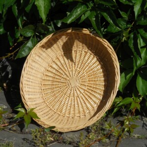 Flache Schale aus Peddigrohr