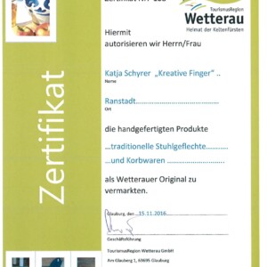 Mein Zertifikat zum Wetterauer Original Kreative-Finger-Zertifikat-Wetterauer-Original